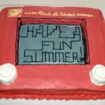I baked this Etch-A-Sketch cake for a friend's daughter's end-of-school-year party. 